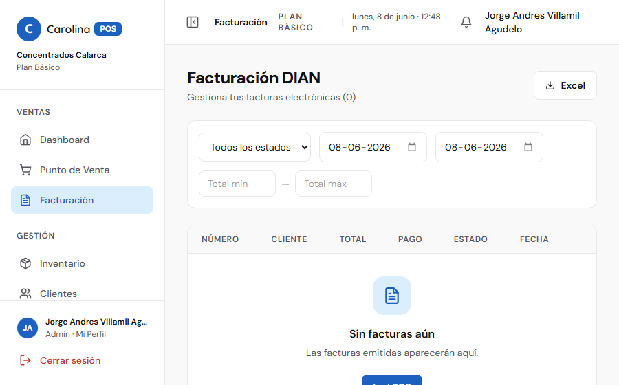 Facturación DIAN — CarolinaPOS